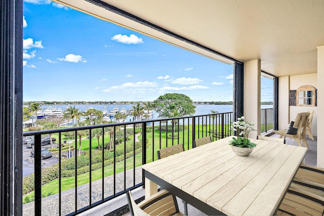 balcony with a water view