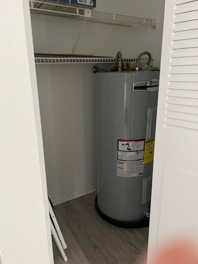 utility room featuring electric water heater