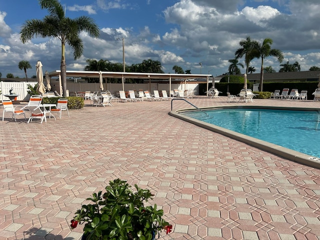 view of pool featuring a patio area