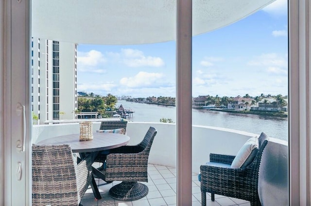 balcony with a water view