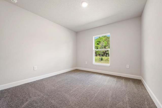 carpeted spare room with a textured ceiling