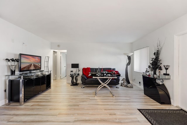 living room with light hardwood / wood-style floors