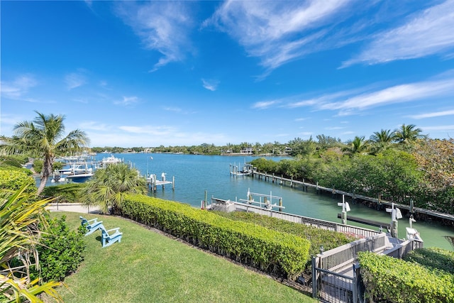 water view with a boat dock