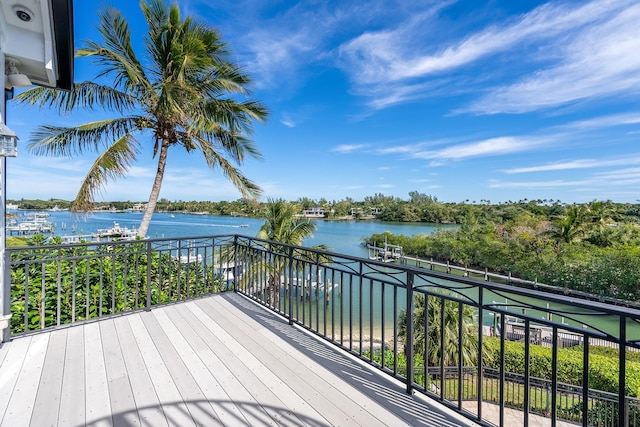 deck with a water view