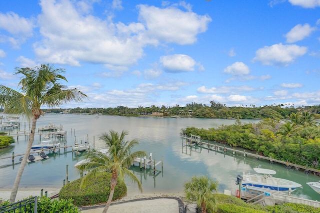 water view with a boat dock