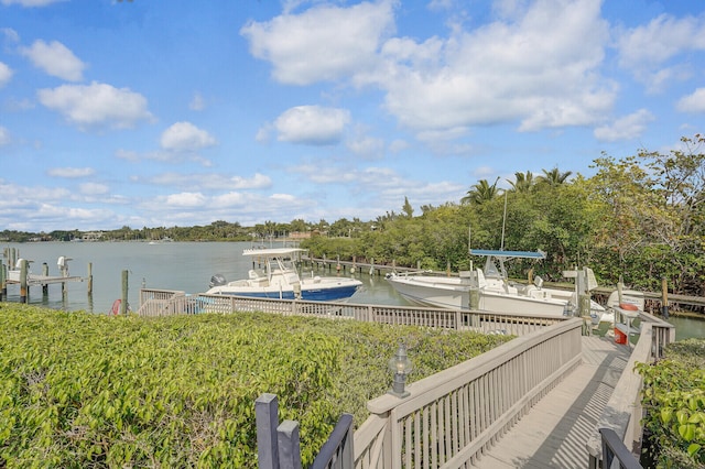 view of dock featuring a water view