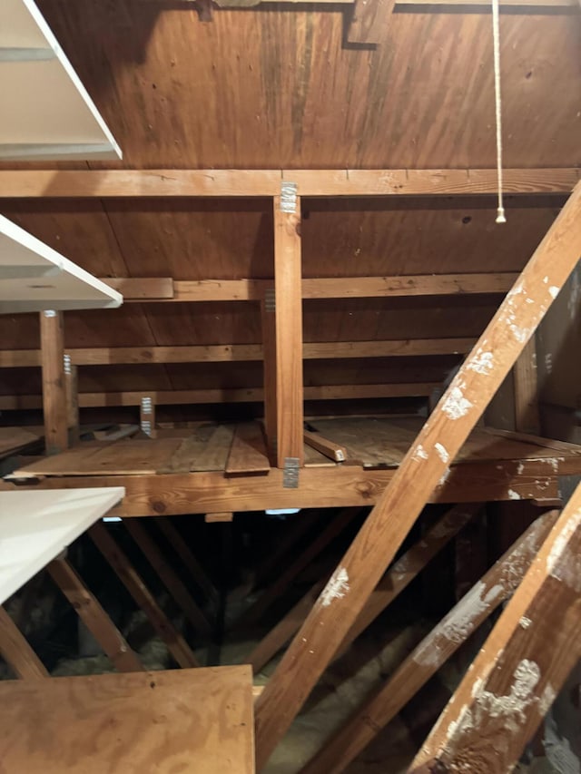 view of unfinished attic