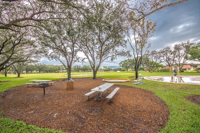 view of home's community with a yard