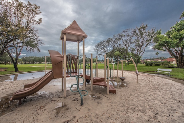 view of play area featuring a yard