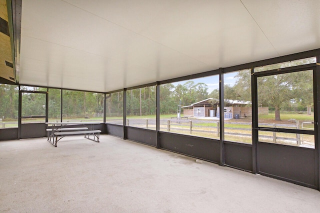 view of unfurnished sunroom