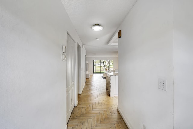 hall featuring light parquet floors