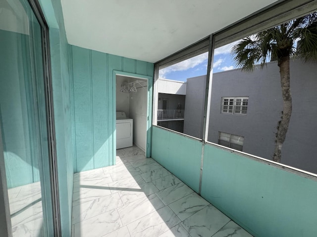 balcony with washer / dryer