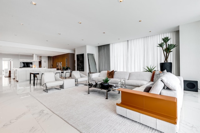 view of tiled living room