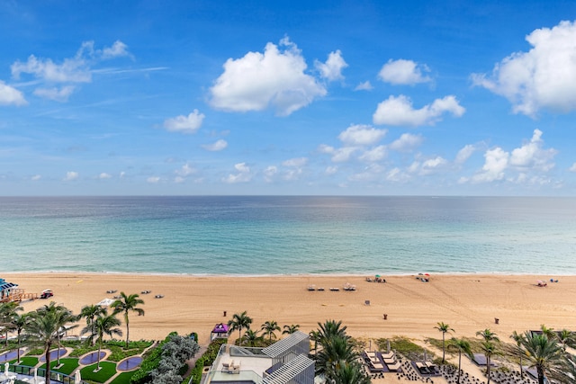 property view of water featuring a view of the beach