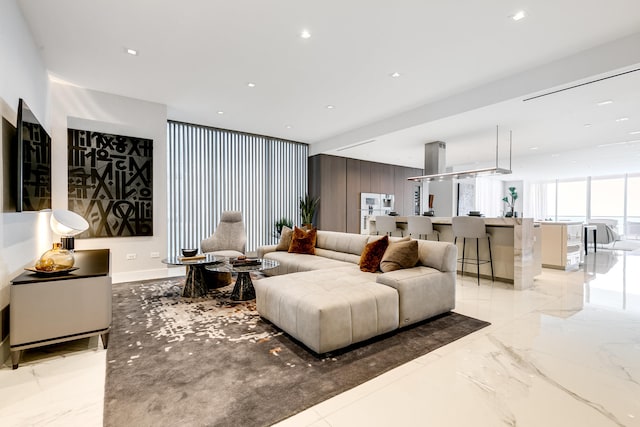 view of tiled living room