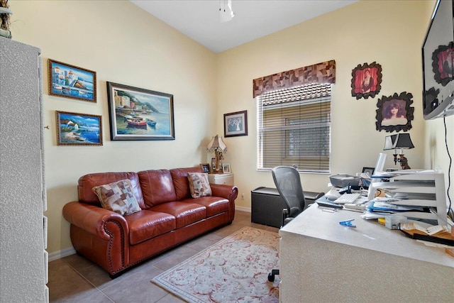 office with tile flooring