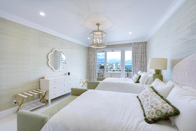 bedroom featuring crown molding