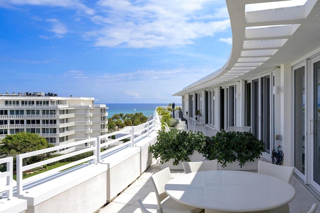 balcony with a water view