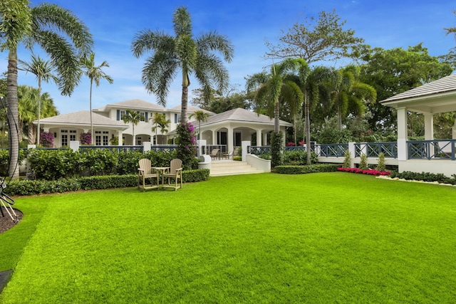 view of yard featuring a porch