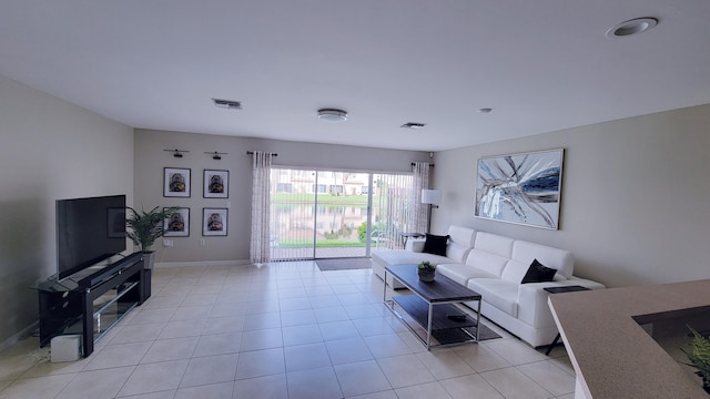 view of tiled living room