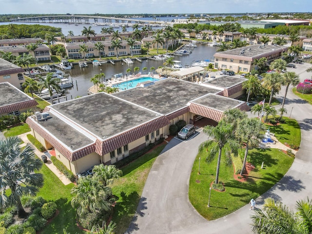 bird's eye view featuring a water view