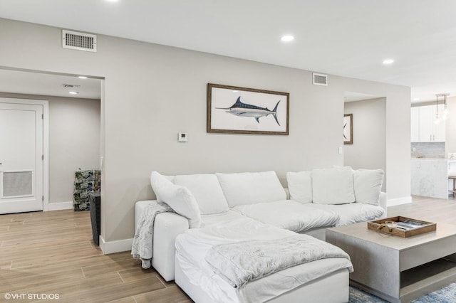 living room featuring light hardwood / wood-style flooring