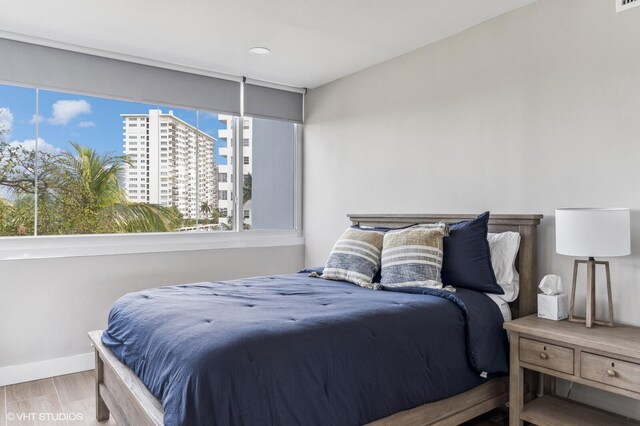 bedroom featuring light hardwood / wood-style flooring