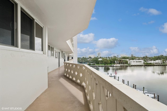 balcony with a water view