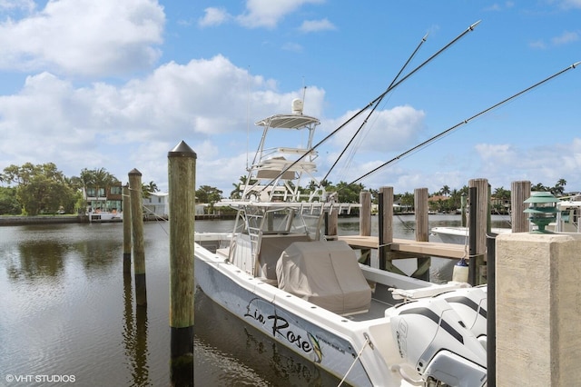 dock area featuring a water view