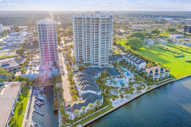 bird's eye view featuring a water view