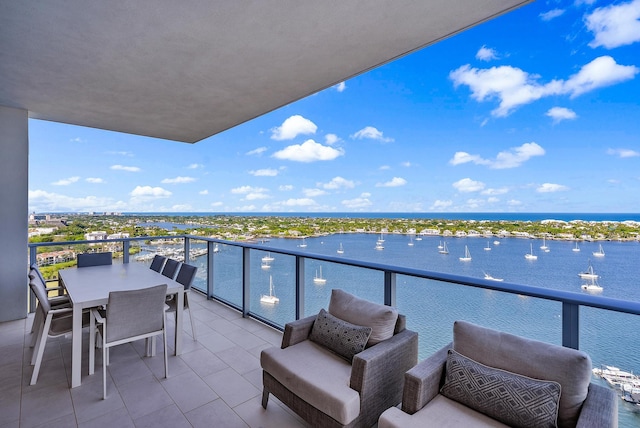 balcony with a water view