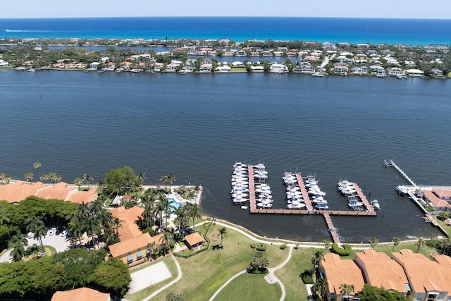 bird's eye view featuring a water view