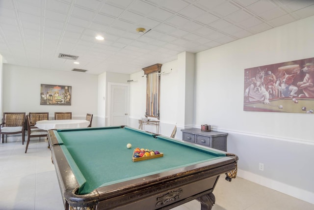 336 Golfview Rd Unit 1011, North Palm Beach, FL 33408 - playroom featuring light tile patterned floors, pool table, recessed lighting, and baseboards