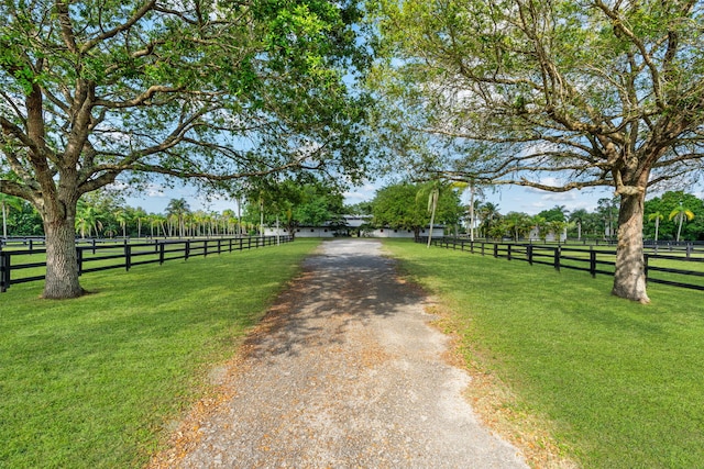 view of street featuring a rural view