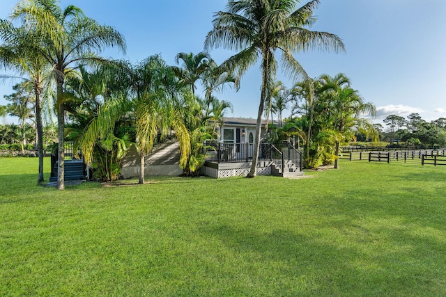 view of yard featuring a deck