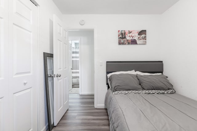 bedroom featuring a closet and wood-type flooring