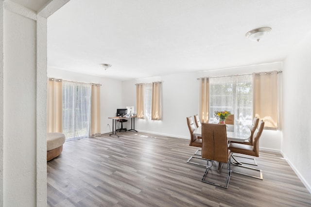 dining space featuring hardwood / wood-style flooring