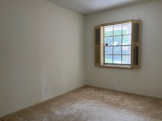 spare room with light carpet and a textured ceiling