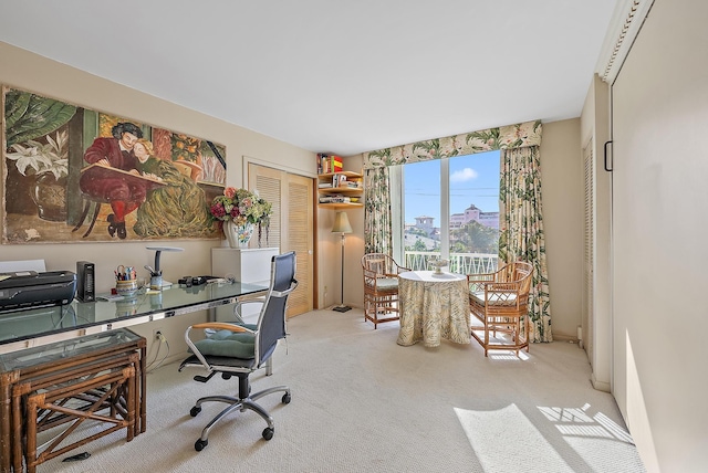 view of carpeted home office