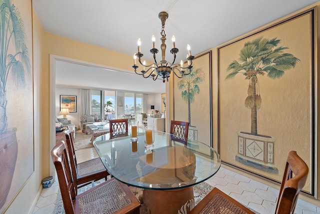 dining room featuring a notable chandelier