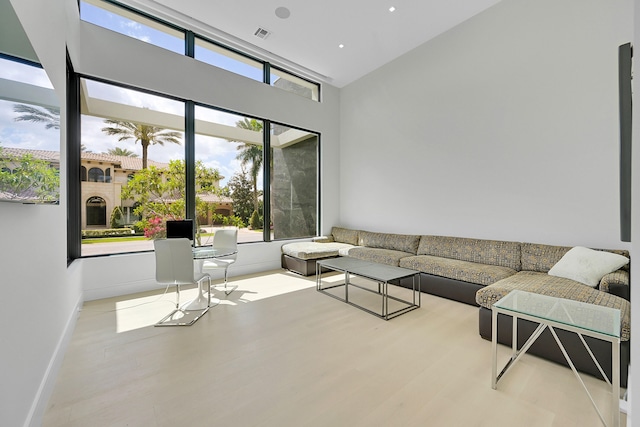 living room with light wood-type flooring