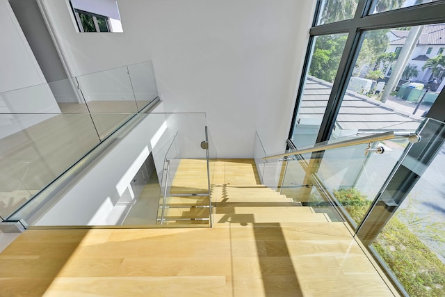 stairs with a towering ceiling