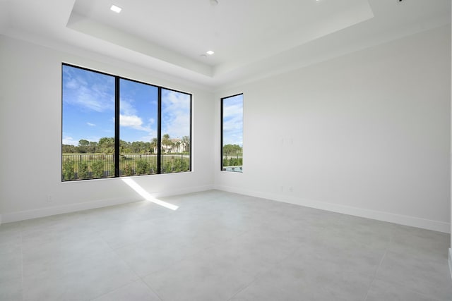 spare room featuring a tray ceiling