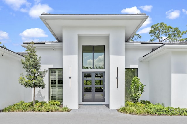 property entrance with french doors