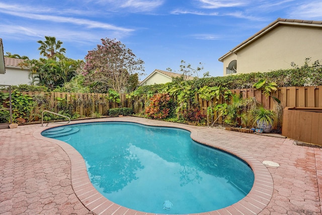 view of pool featuring a patio