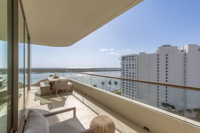 balcony with a water view