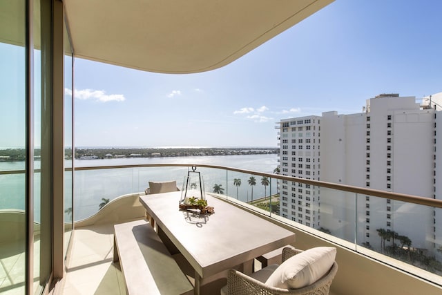 balcony with a water view