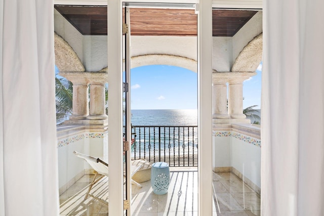 balcony with a water view