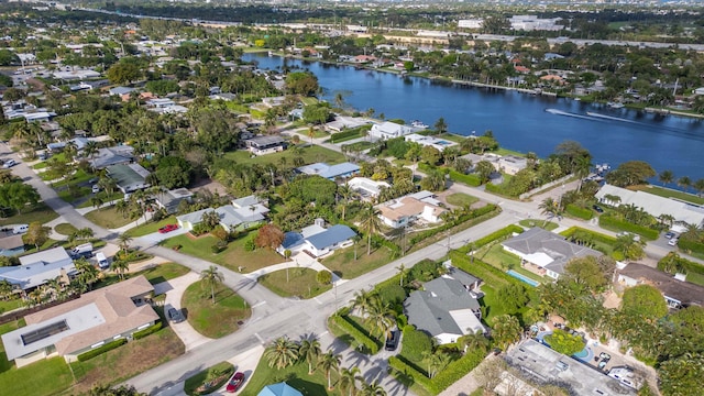 bird's eye view featuring a water view