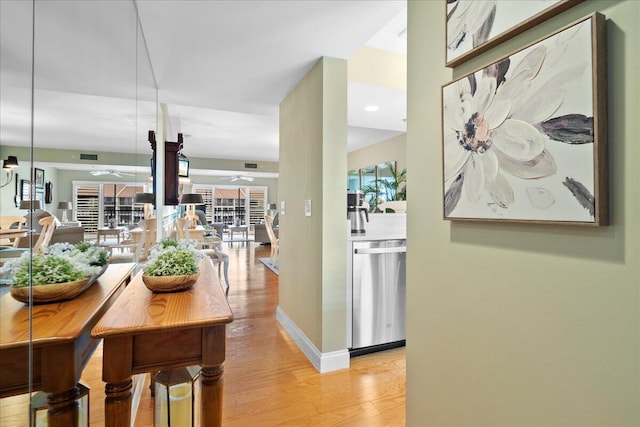 hall featuring light hardwood / wood-style flooring